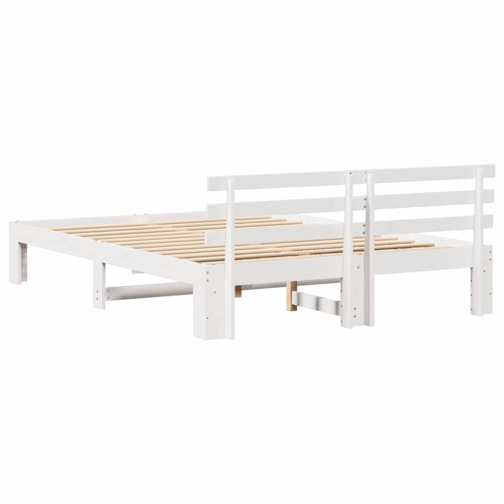 Bedframe met hoofdeinde Wit 140 x 200 cm Massief grenenhout