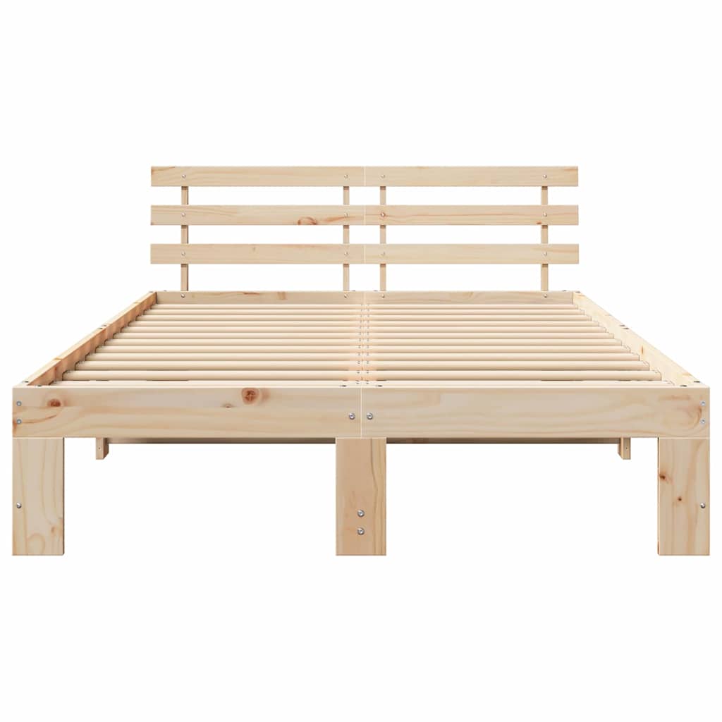 Bedframe met hoofdeinde Naturel 120 x 200 cm Massief grenenhout