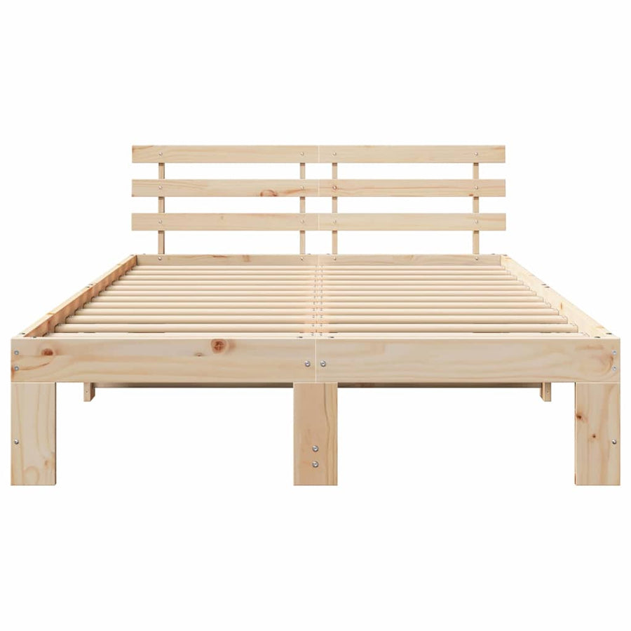 Bedframe met hoofdeinde Naturel 120 x 200 cm Massief grenenhout