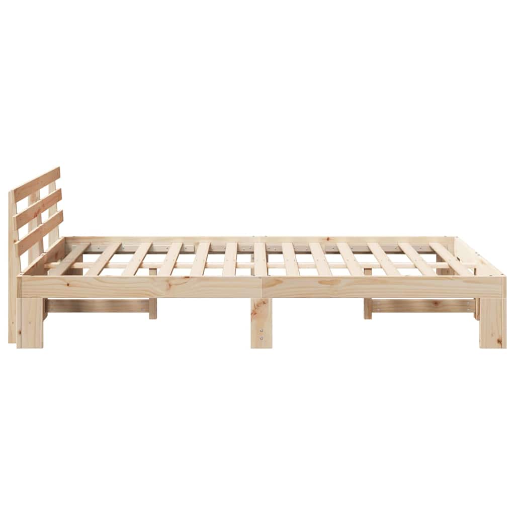 Bedframe met hoofdeinde Naturel 120 x 200 cm Massief grenenhout
