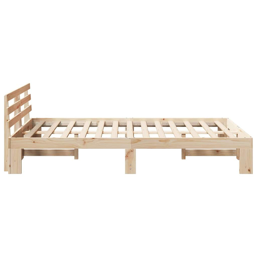 Bedframe met hoofdeinde Naturel 120 x 200 cm Massief grenenhout