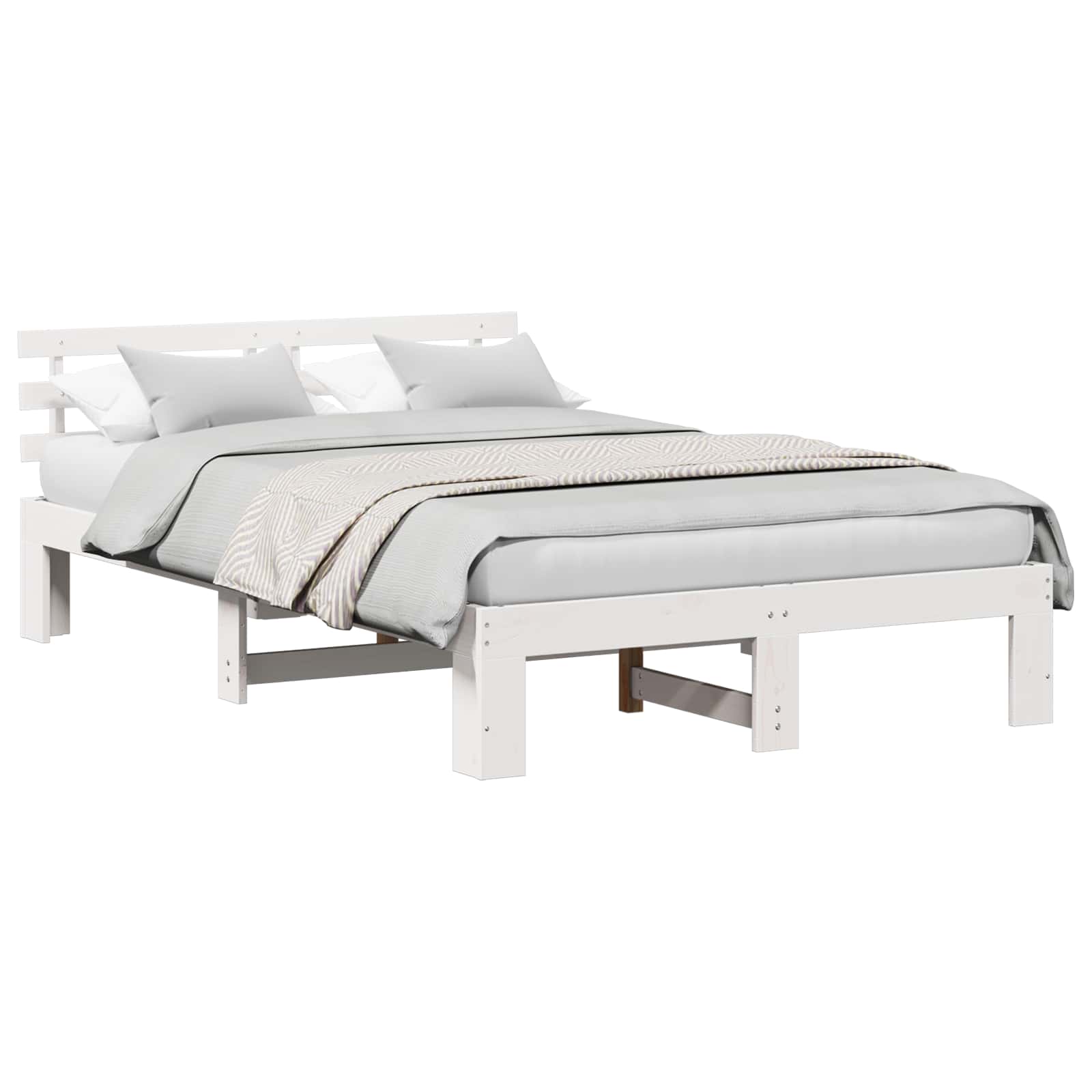 Bedframe met hoofdeinde Wit 120 x 200 cm Massief grenenhout