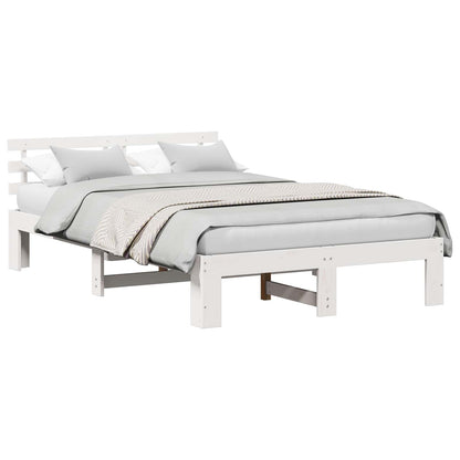Bedframe met hoofdeinde Wit 120 x 200 cm Massief grenenhout