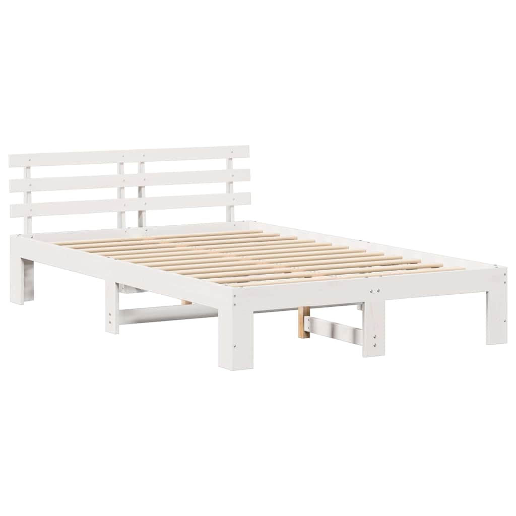 Bedframe met hoofdeinde Wit 120 x 200 cm Massief grenenhout