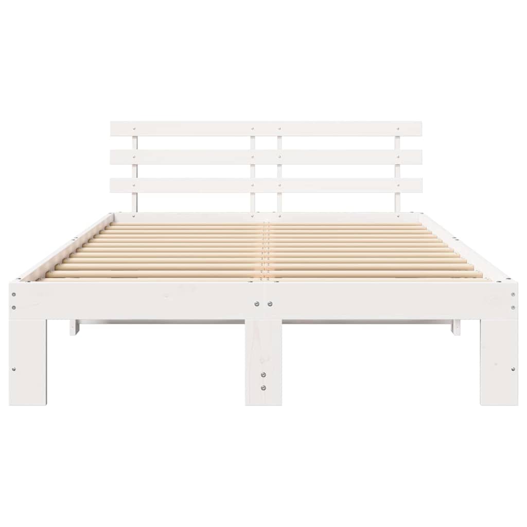 Bedframe met hoofdeinde Wit 120 x 200 cm Massief grenenhout
