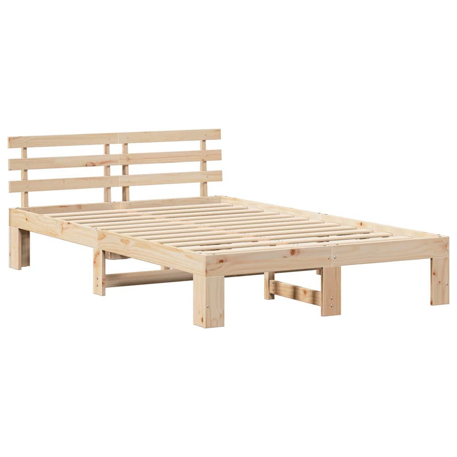 Bedframe met hoofdeinde Naturel 140 x 190 cm Massief grenenhout
