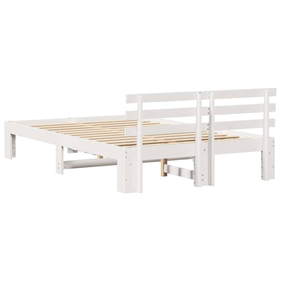 Bedframe met hoofdeinde Wit 140 x 190 cm Massief grenenhout