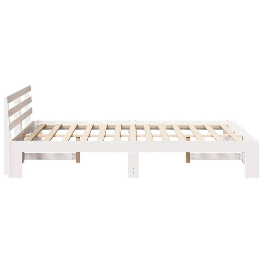 Bedframe met hoofdeinde Wit 140 x 190 cm Massief grenenhout