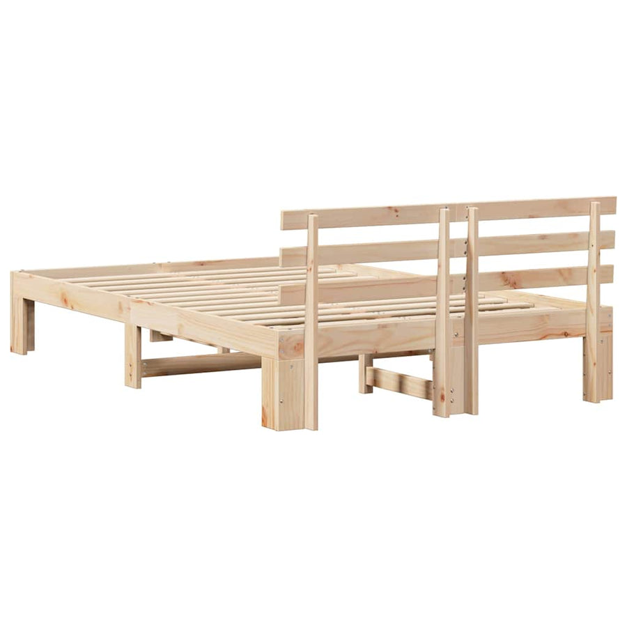 Bedframe met hoofdeinde Naturel 135 x 190 cm Massief grenenhout