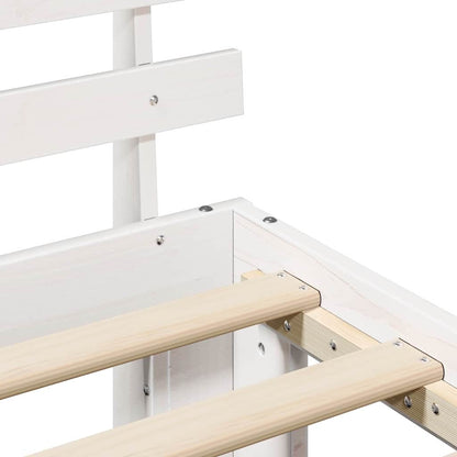 Bedframe met hoofdeinde Wit 135 x 190 cm Massief grenenhout