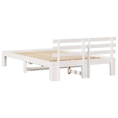Bedframe met hoofdeinde Wit 135 x 190 cm Massief grenenhout