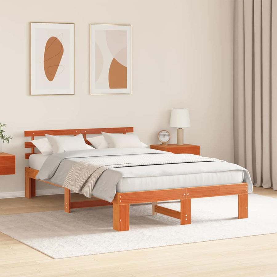 Bedframe Wasbruin 135 x 190 cm Massief grenenhout