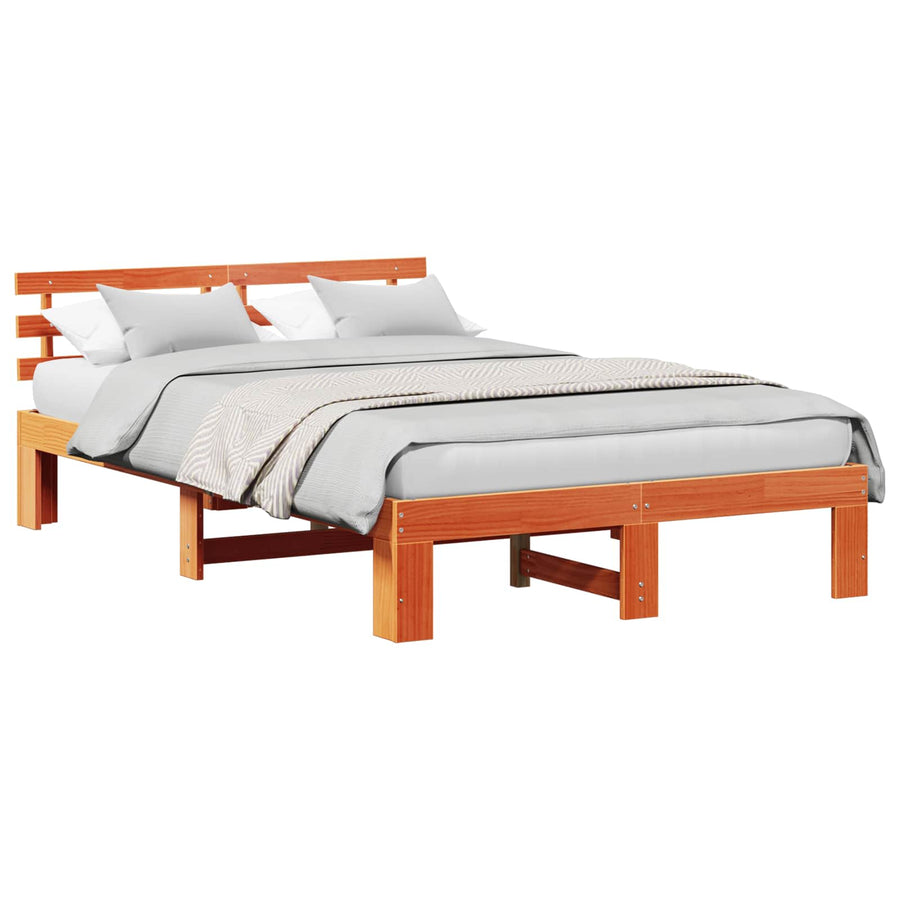Bedframe Wasbruin 135 x 190 cm Massief grenenhout
