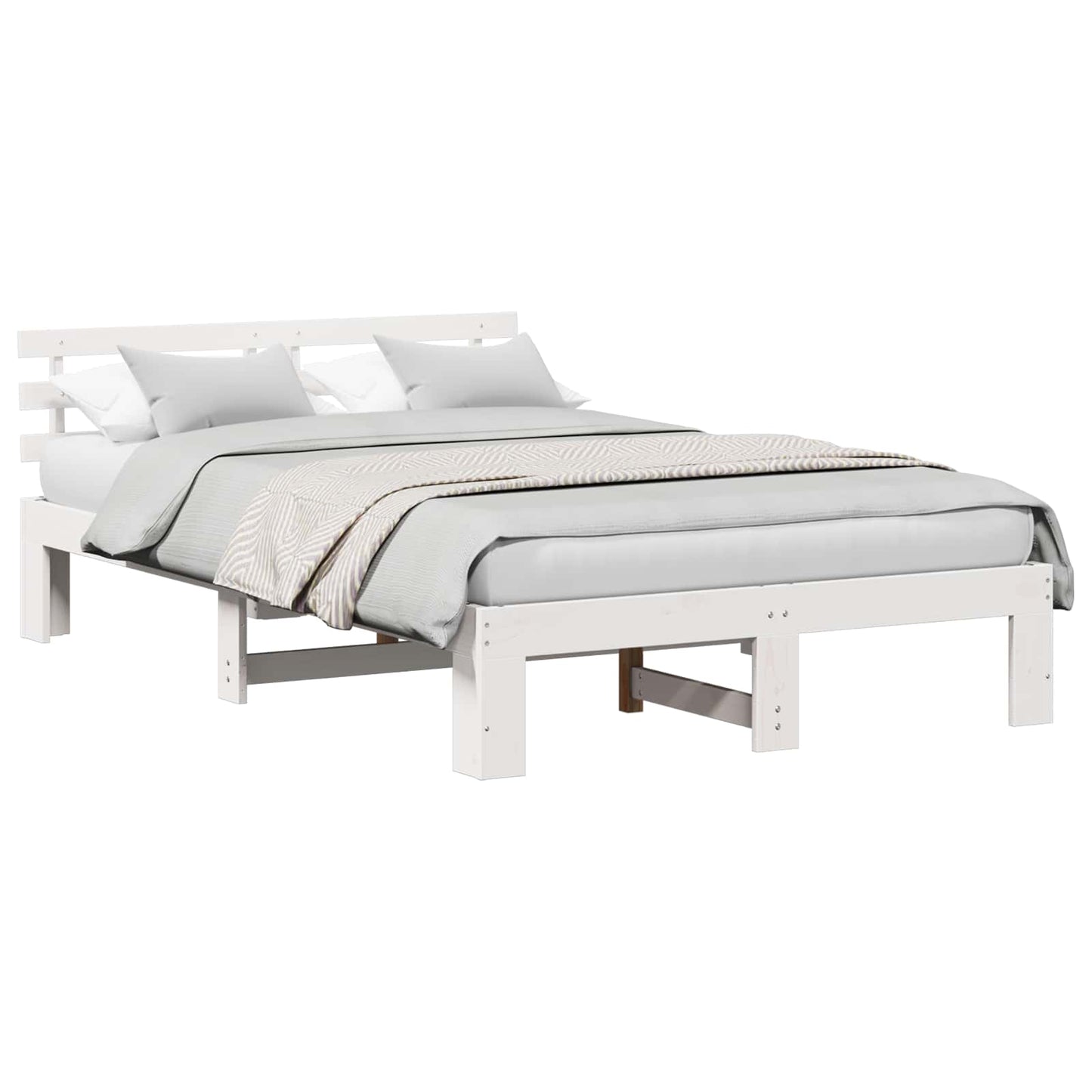 Bedframe met hoofdeinde Wit 120 x 190 cm Massief grenenhout