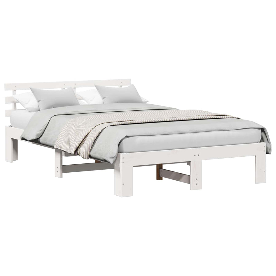 Bedframe met hoofdeinde Wit 120 x 190 cm Massief grenenhout