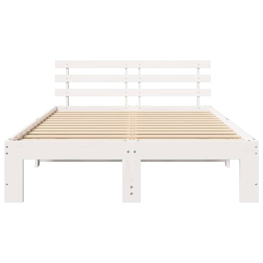 Bedframe met hoofdeinde Wit 120 x 190 cm Massief grenenhout