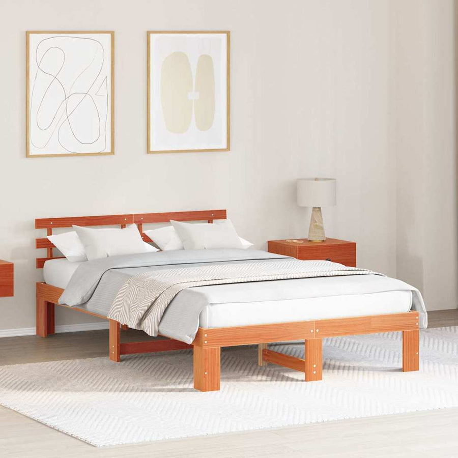 Bedframe Wasbruin 120 x 190 cm Massief grenenhout
