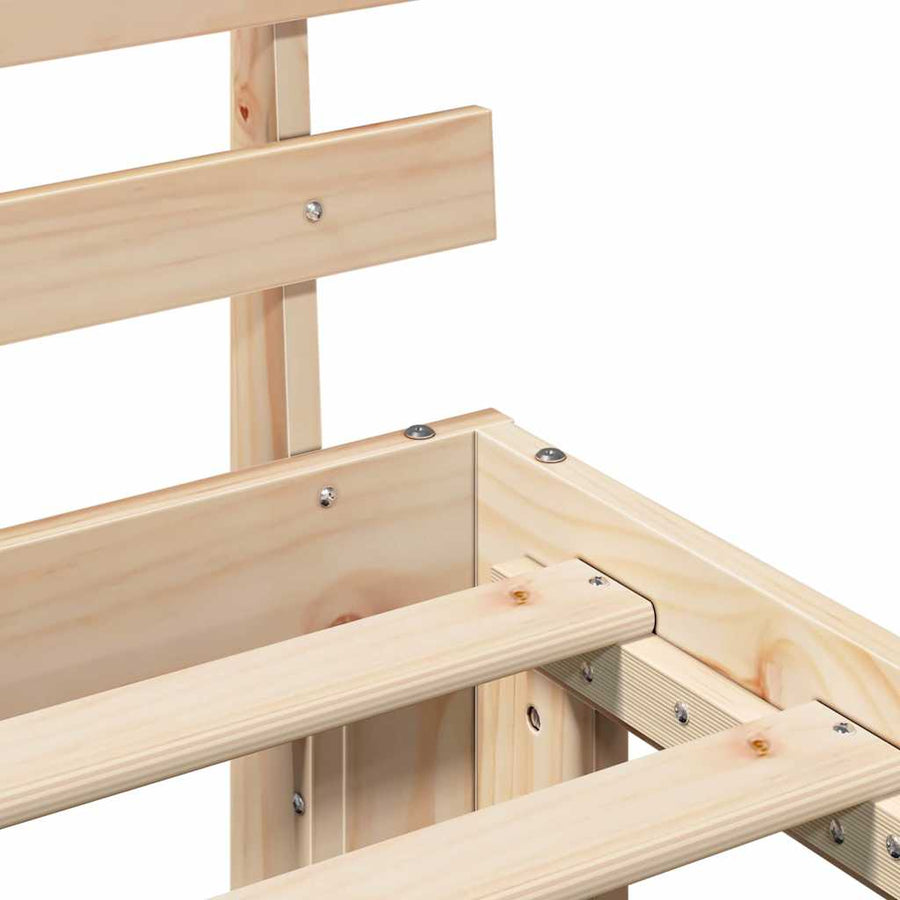 Bedframe met hoofdeinde Naturel 100 x 200 cm Massief grenenhout