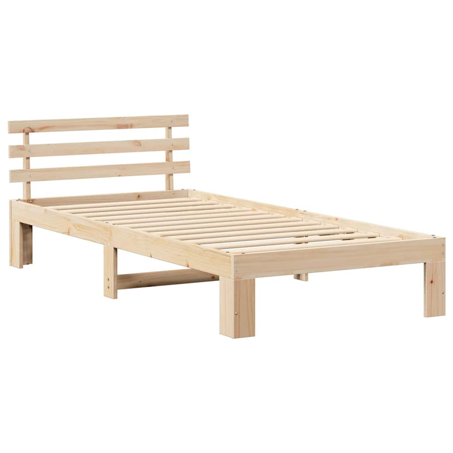 Bedframe met hoofdeinde Naturel 100 x 200 cm Massief grenenhout