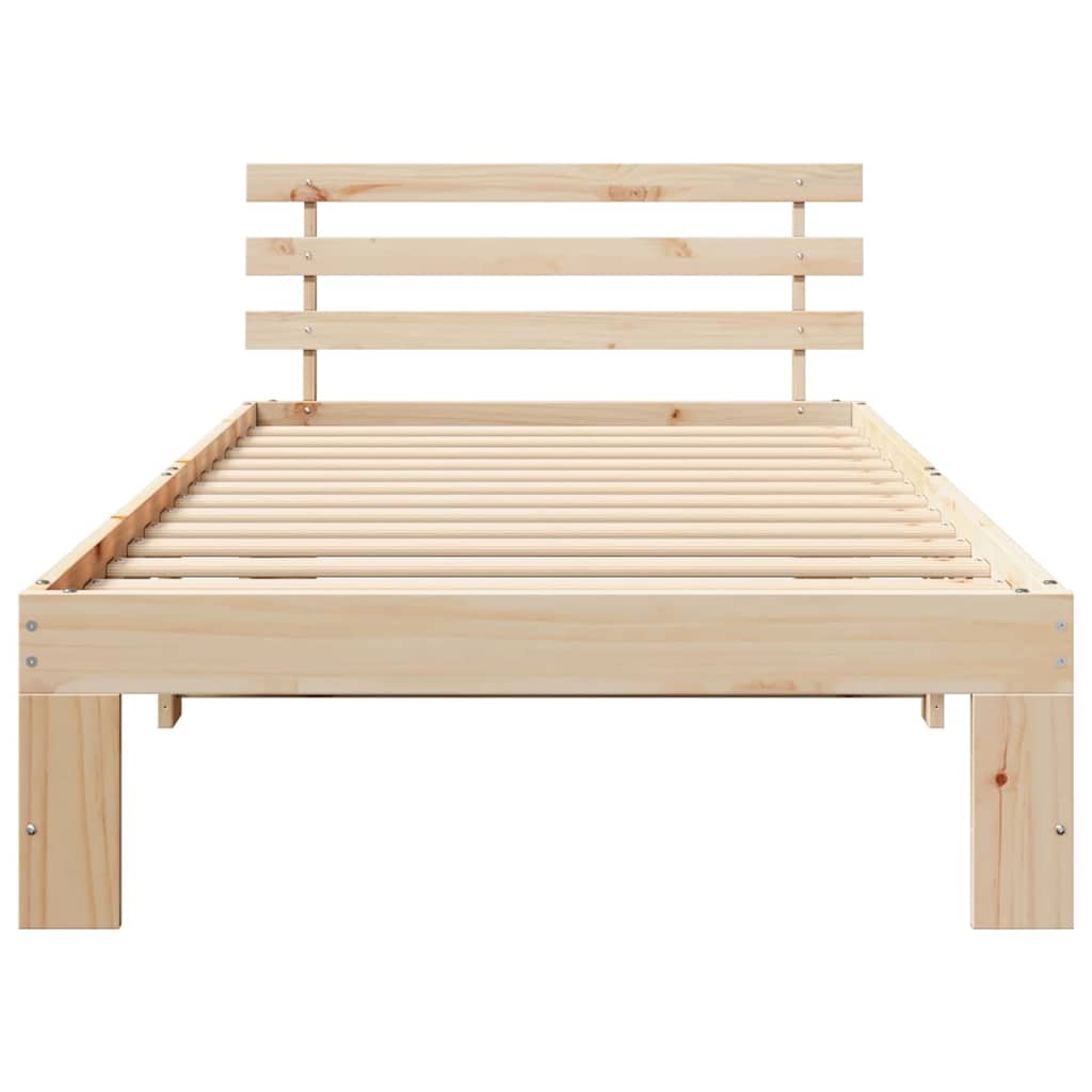 Bedframe met hoofdeinde Naturel 100 x 200 cm Massief grenenhout
