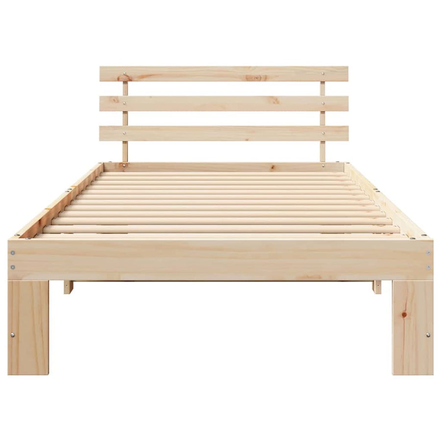 Bedframe met hoofdeinde Naturel 100 x 200 cm Massief grenenhout