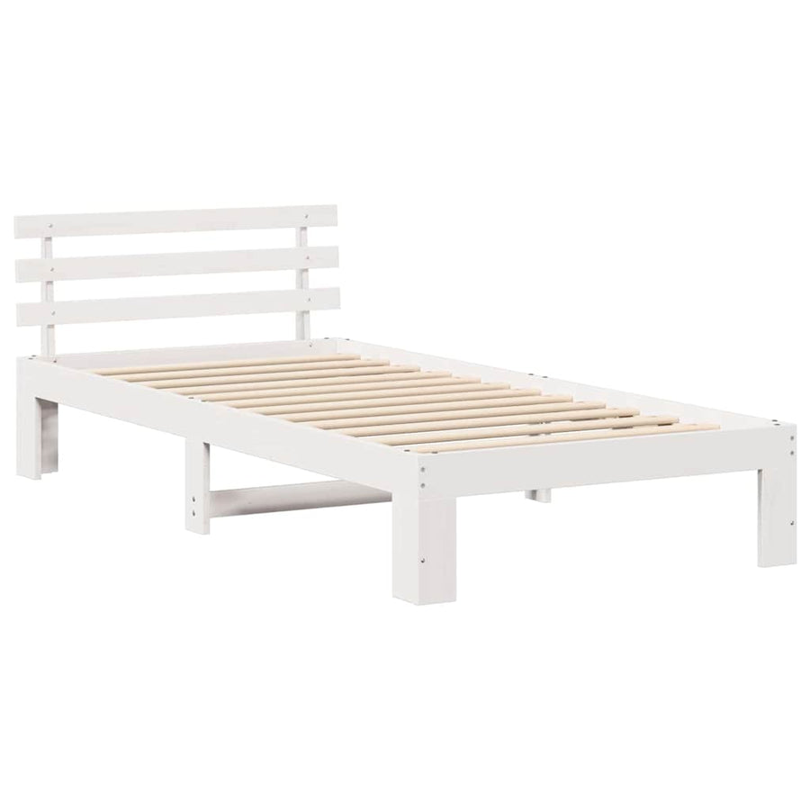 Bedframe met hoofdeinde Wit 100 x 200 cm Massief grenenhout