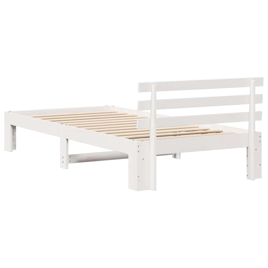 Bedframe met hoofdeinde Wit 100 x 200 cm Massief grenenhout