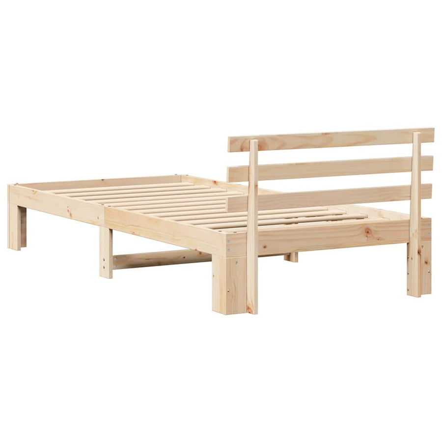 Bedframe met hoofdeinde Naturel 90 x 200 cm Massief grenenhout