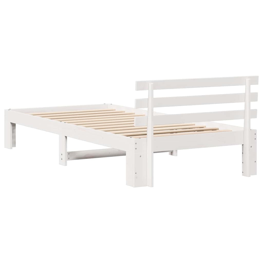 Bedframe met hoofdeinde Wit 90 x 200 cm Massief grenenhout