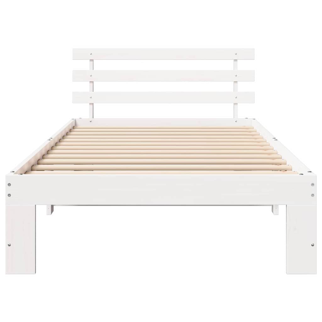 Bedframe met hoofdeinde Wit 90 x 200 cm Massief grenenhout