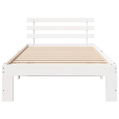 Bedframe met hoofdeinde Wit 90 x 200 cm Massief grenenhout