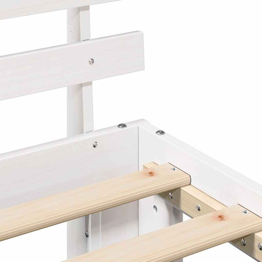 Bedframe met hoofdeinde Wit 80 x 200 cm Massief grenenhout