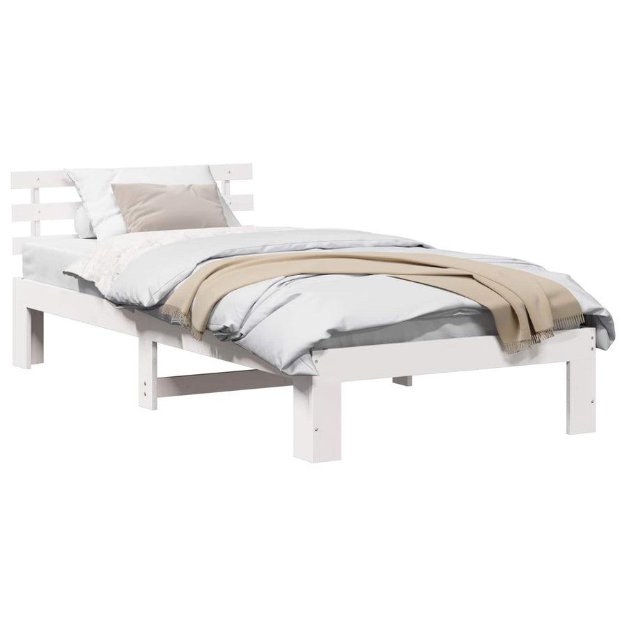 Bedframe met hoofdeinde Wit 80 x 200 cm Massief grenenhout