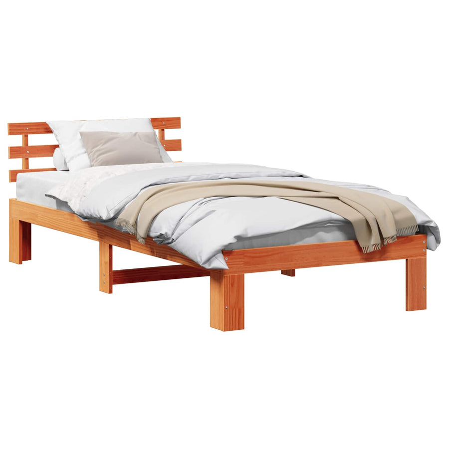 Bedframe met hoofdeinde Wasbruin 80 x 200 cm Massief grenenhout