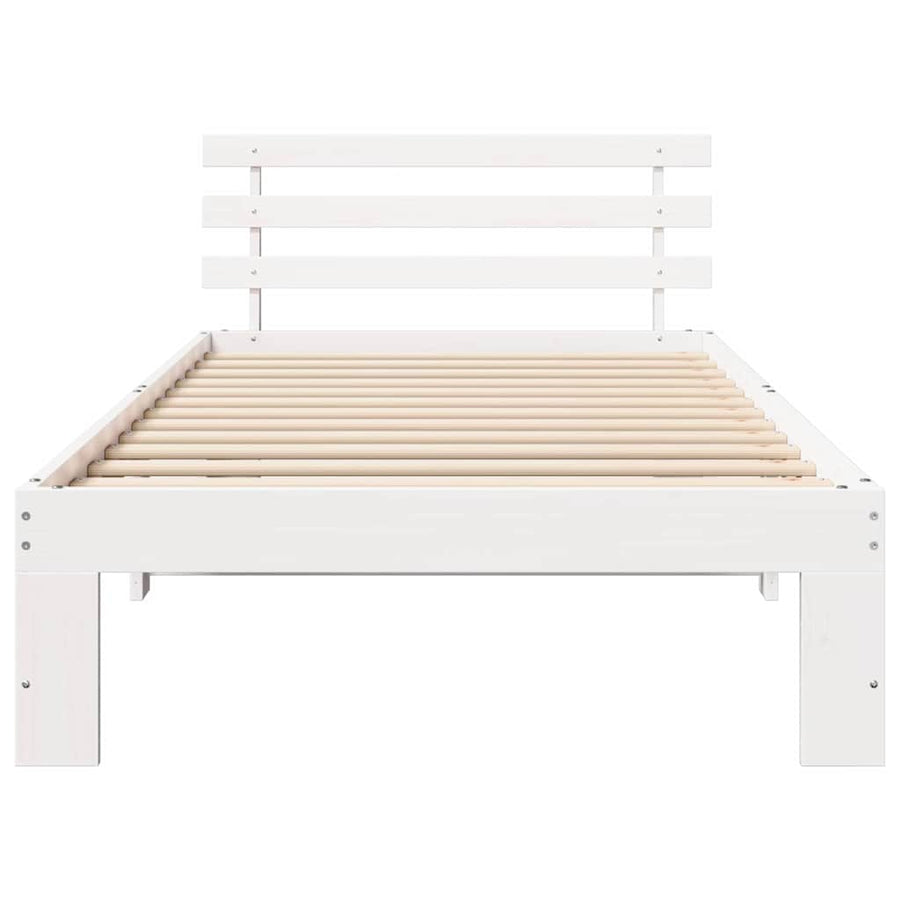 Bedframe met hoofdeinde Wit 90 x 190 cm Massief grenenhout