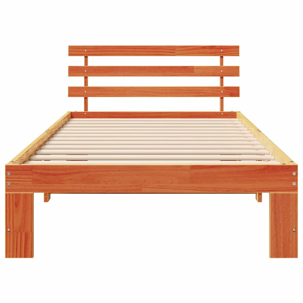 Bedframe met hoofdeinde Wasbruin 90 x 190 cm Massief grenenhout