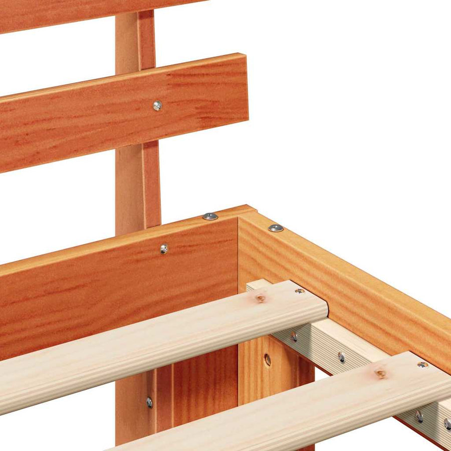 Bedframe met hoofdeinde Wasbruin 75 x 190 cm Massief grenenhout