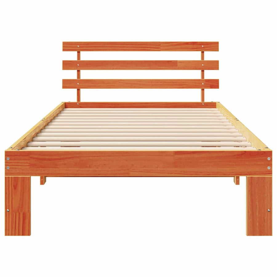 Bedframe met hoofdeinde Wasbruin 75 x 190 cm Massief grenenhout