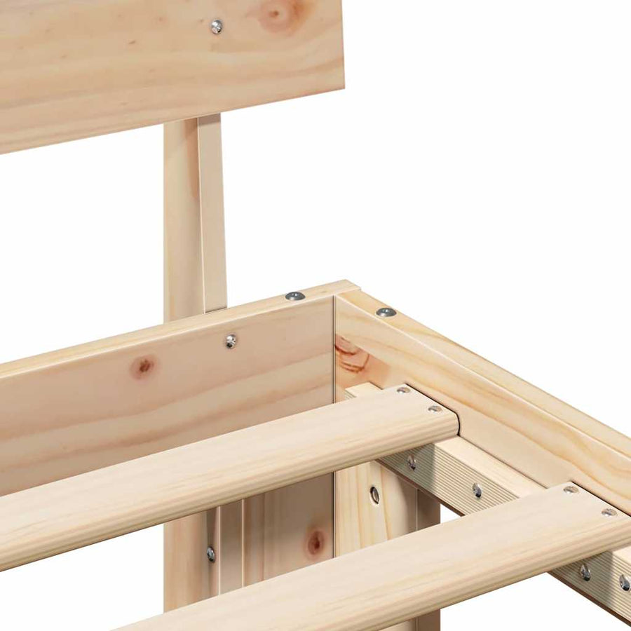 Bedframe met hoofdeinde Naturel 200 x 200 cm Massief grenenhout