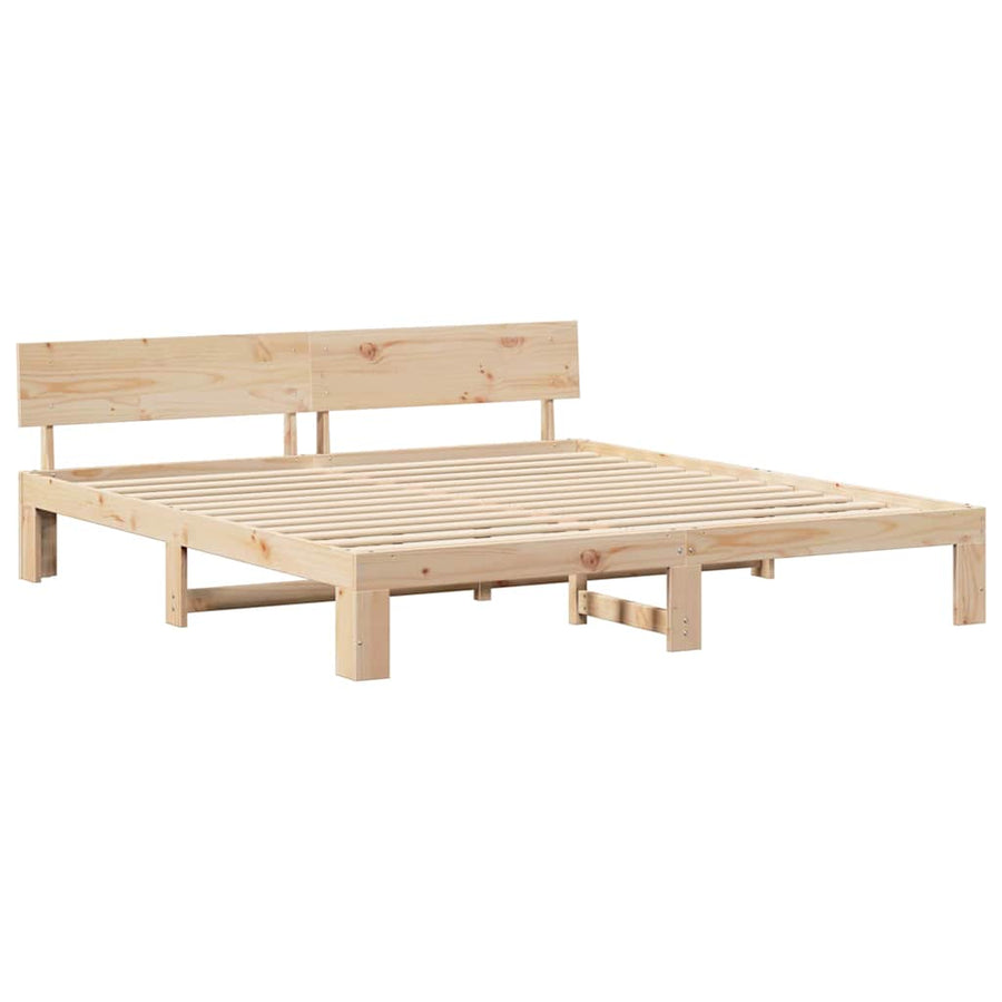 Bedframe met hoofdeinde Naturel 200 x 200 cm Massief grenenhout