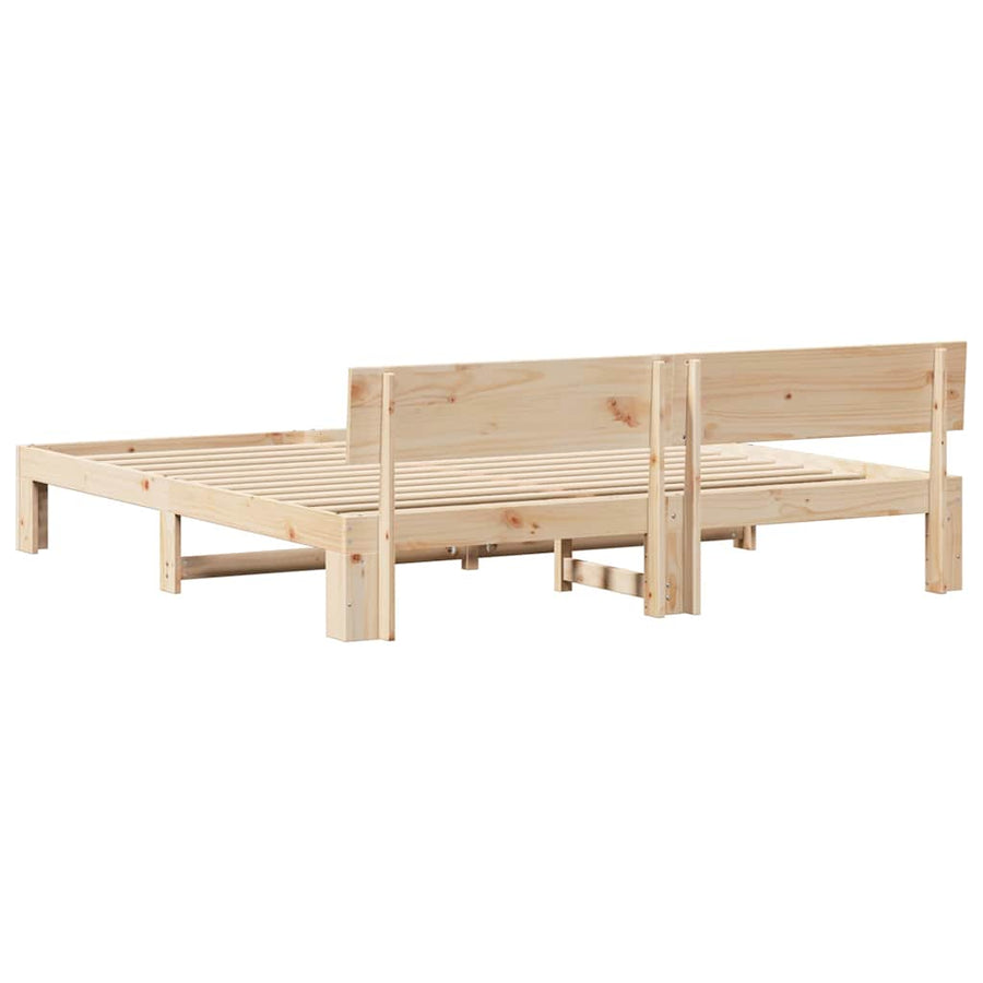 Bedframe met hoofdeinde Naturel 200 x 200 cm Massief grenenhout