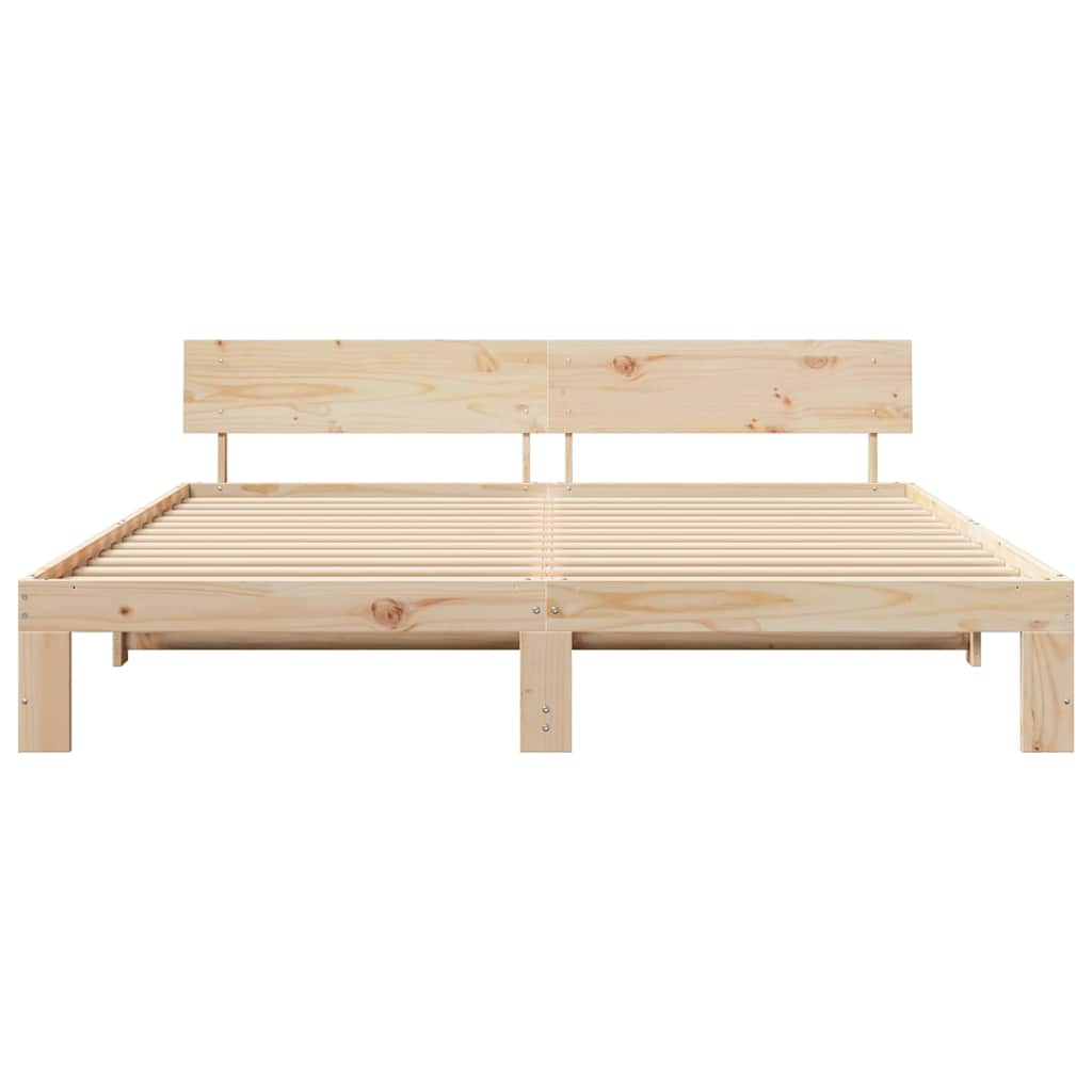Bedframe met hoofdeinde Naturel 200 x 200 cm Massief grenenhout