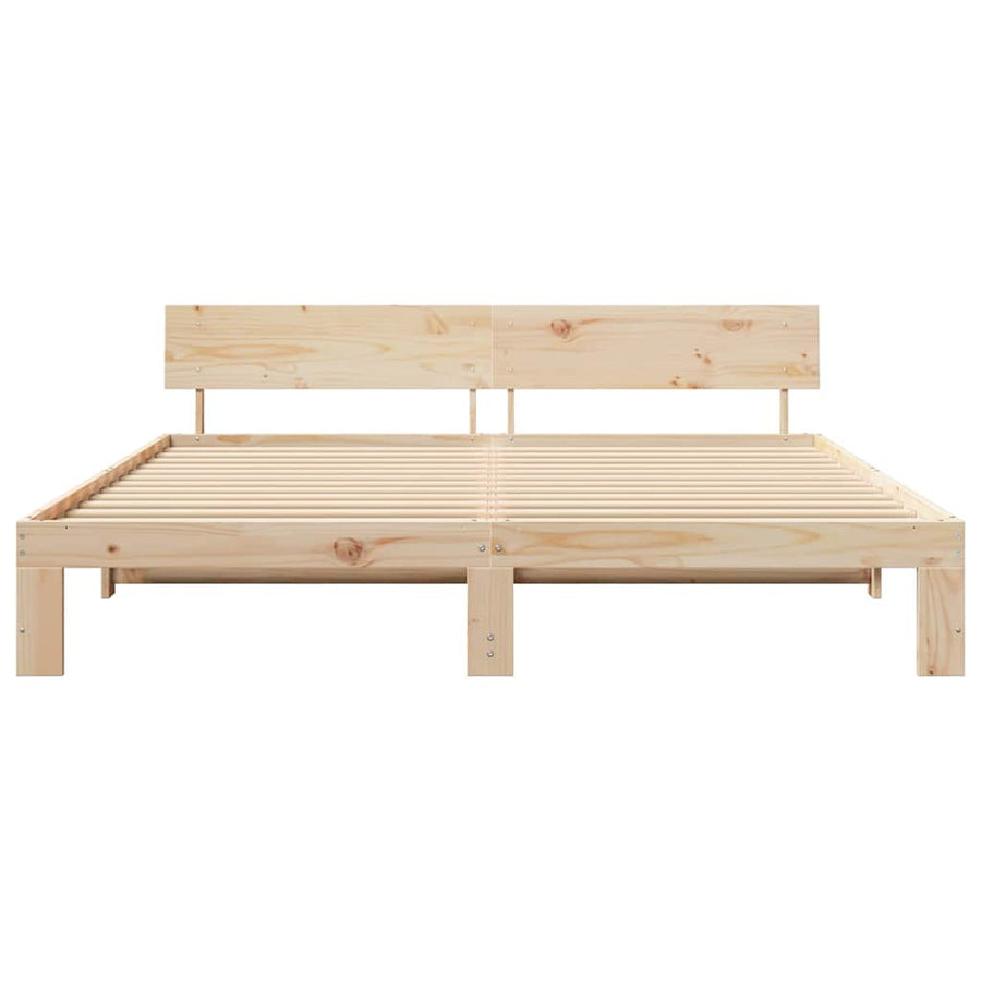 Bedframe met hoofdeinde Naturel 200 x 200 cm Massief grenenhout