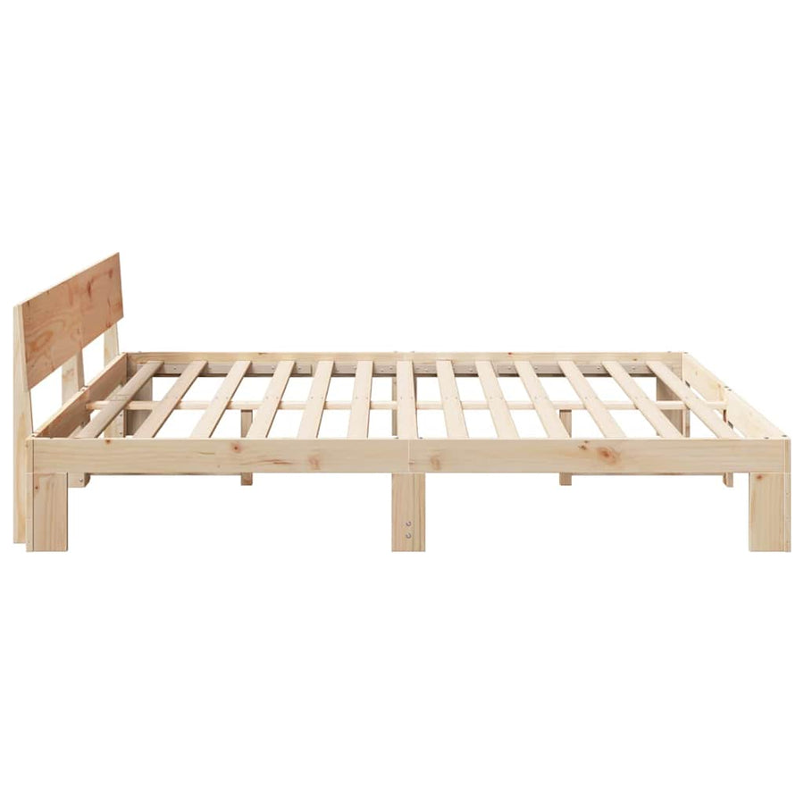 Bedframe met hoofdeinde Naturel 200 x 200 cm Massief grenenhout