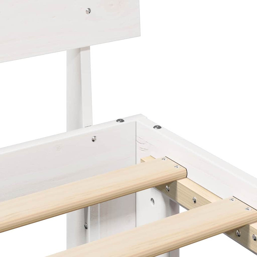 Bedframe met hoofdeinde Wit 200 x 200 cm Massief grenenhout
