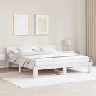 Bed Frame with Headboard White 200 x 200 cm Solid Pine Wood