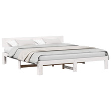 Bedframe met hoofdeinde Wit 200 x 200 cm Massief grenenhout