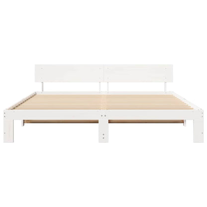 Bedframe met hoofdeinde Wit 200 x 200 cm Massief grenenhout