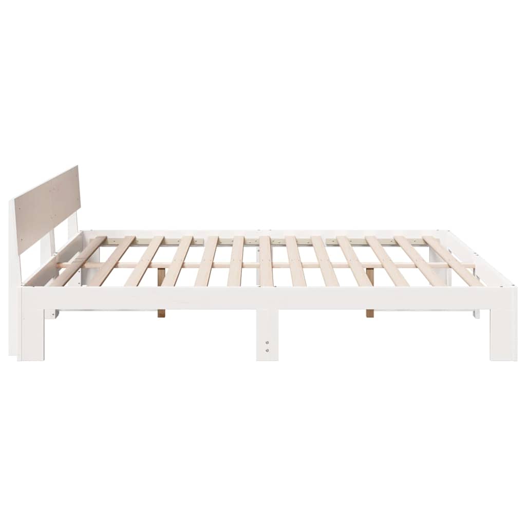 Bedframe met hoofdeinde Wit 200 x 200 cm Massief grenenhout
