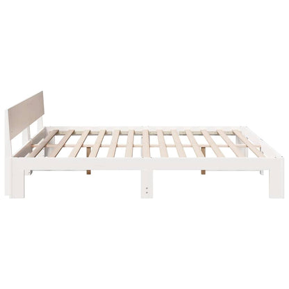 Bedframe met hoofdeinde Wit 200 x 200 cm Massief grenenhout